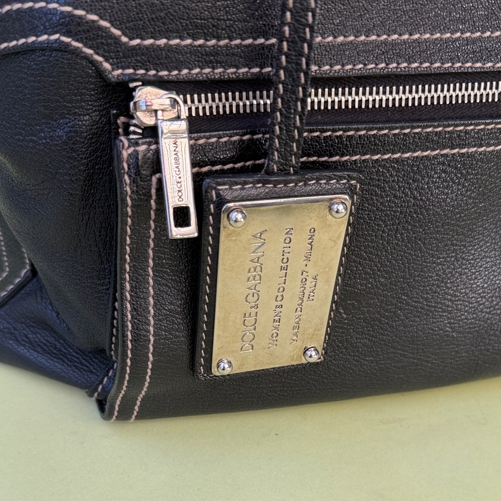 Vintage Dolce & Gabbana Black Leather Via San Damiano,7 - Milano Italia Tote Bag - Picture 6 of 16